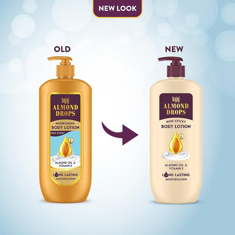 Bajaj Almond Drops NonSticky Body Lotion Long Lasting Moisturization Almond Oil Vitamin E Nourished and Smooth Skin 600 ML - Image 2