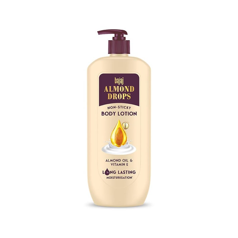 Bajaj Almond Drops NonSticky Body Lotion Long Lasting Moisturization Almond Oil Vitamin E Nourished and Smooth Skin 600 ML - Image 1