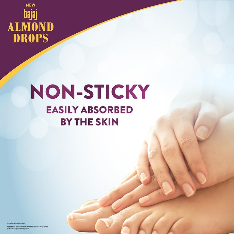 Bajaj Almond Drops NonSticky Body Lotion Long Lasting Moisturization Almond Oil Vitamin E Nourished and Smooth Skin 600 ML - Image 5