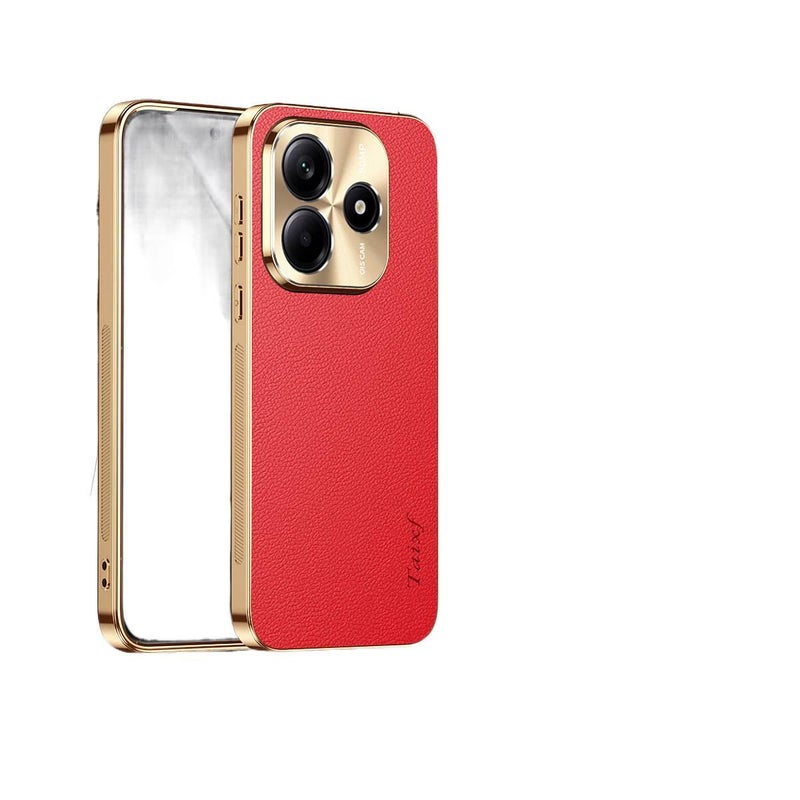 غطاء واقي، حماية من السقوط, ملمس جلد، مقاوم للصدمات لـ Redmi Note 14، أحمر باللون الأحمر - Image 1
