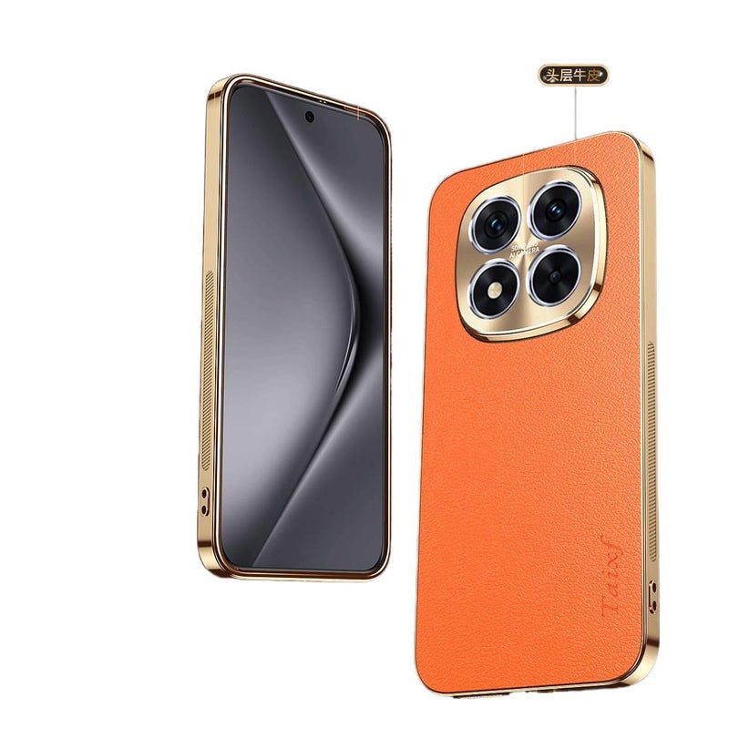 غطاء واقي، حماية من السقوط, ملمس جلد، مقاوم للصدمات لـ Redmi Note 14، أحمر باللون الأحمر - Image 5
