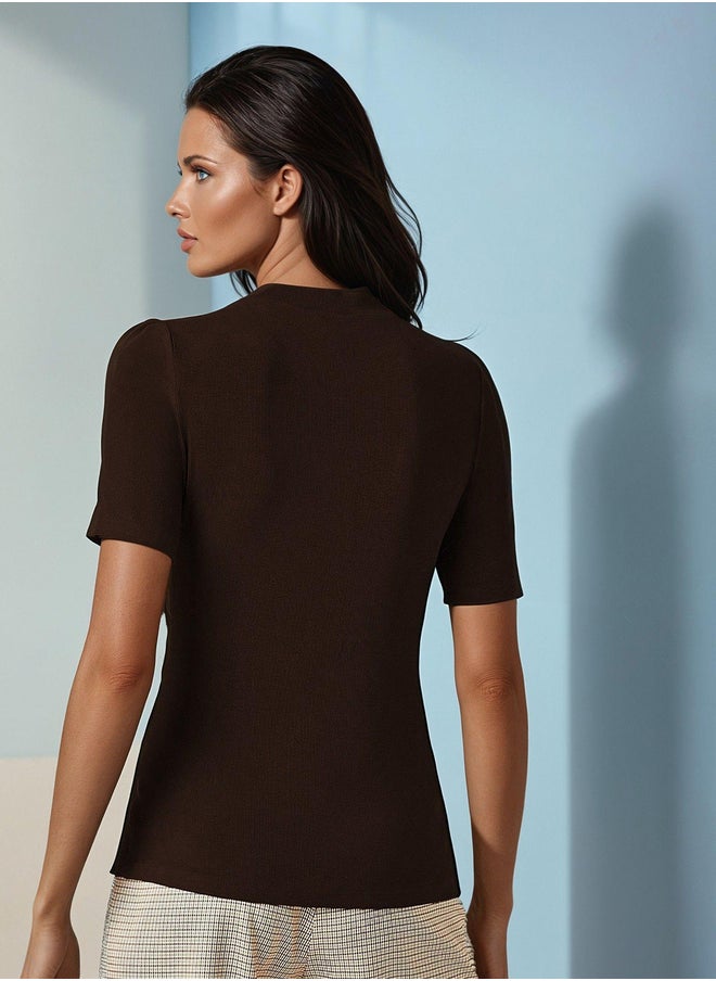 Kotty Ribbed High Neck Slim Fit T-Shirt  - Image 5