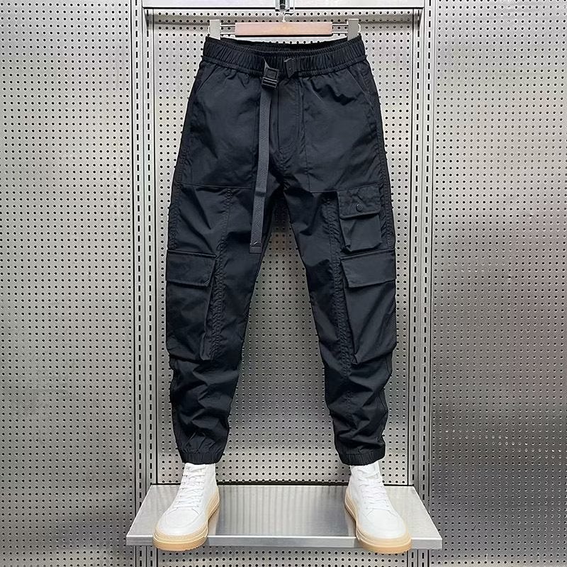 Mens Casual Pants Spring Summer New Multi-Pocket Cargo Khaki - Image 4