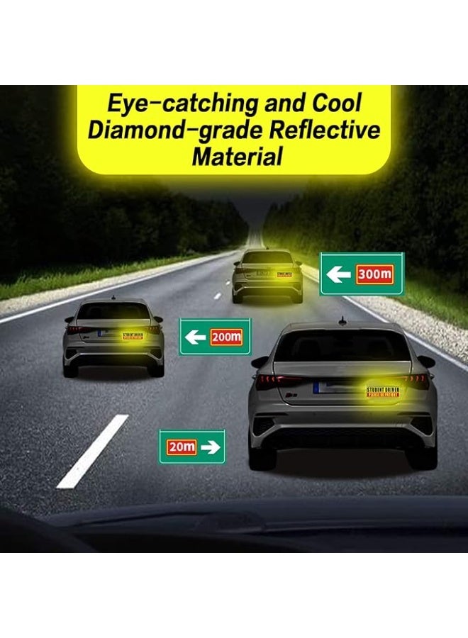 Student Driver Magnet for Car - Be Patient Student Driver Magnet New Student Driver Sticker Safety Warning Reflective Signs Reusable Movable 3 Pcs - Image 2