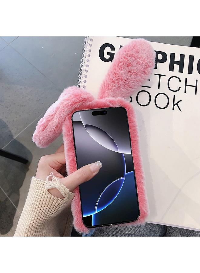 زبون جراب لهاتف iPhone 12، جراب هاتف ثلاثي الأبعاد لطيف على شكل أرنب طويل الأذن من القطيفة بتغطية كاملة - Image 4
