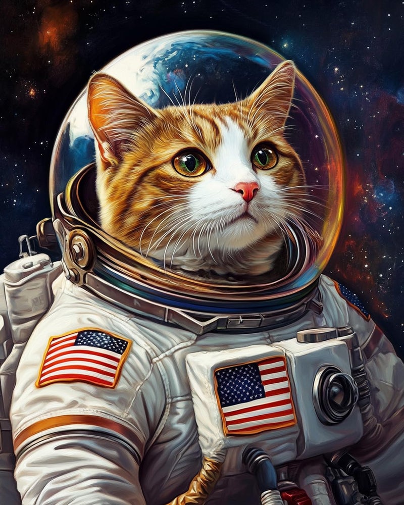 Tucocoo Cat DIY Paint by Numbers for Adults Cat Astronaut DIY Digital Oil Painting Acrylic Paint Planet Outer Space Painting Kits Canvas Wall Art Funny Room Decor 16x20 Inch Without Frame - Image 3