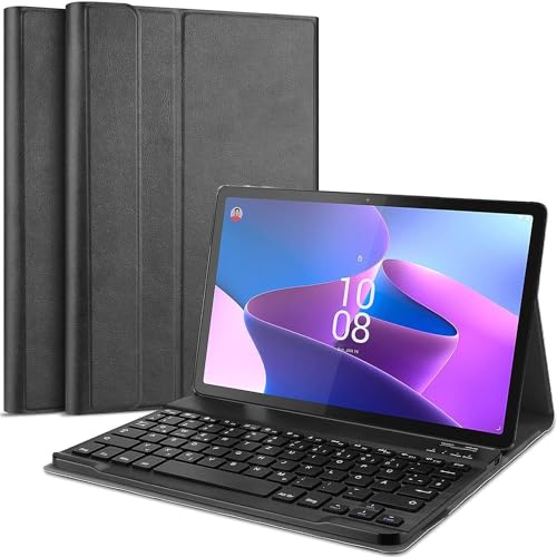 typecase Keyboard Case for Lenovo Tab P12 (12.7 Inch) with Pen Holder Slot, Mutiple Viewing Angle, Magnetically Detachable Wireless Bluetooth Keyboard with Smart Cover for TB-370FU (Black) - Image 1
