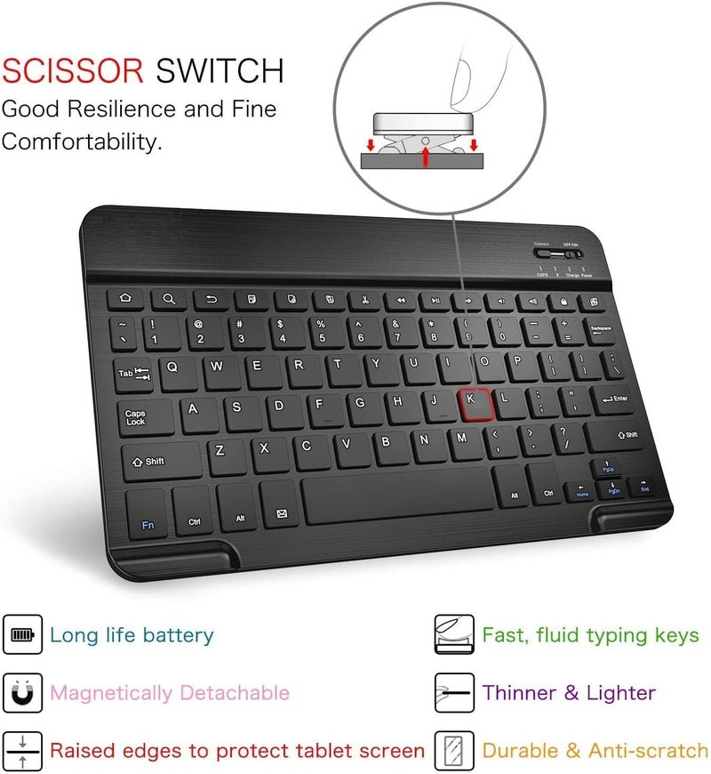 typecase Keyboard Case for Lenovo Tab P12 (12.7 Inch) with Pen Holder Slot, Mutiple Viewing Angle, Magnetically Detachable Wireless Bluetooth Keyboard with Smart Cover for TB-370FU (Black) - Image 4
