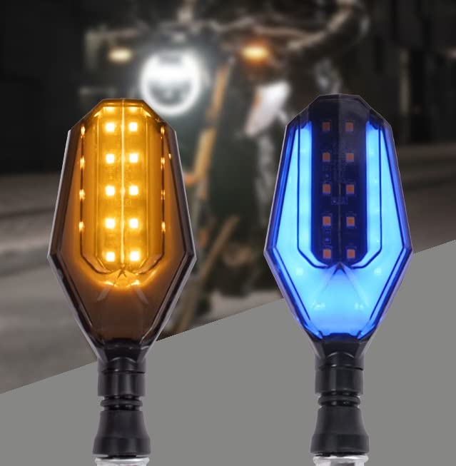 ELTRON TURBO DC Power U SHAPE Style Blinker Bright AMBER And BLUE LED Indicators Universal For All Bikes, Motorcycles Turn Signal Lights (Pack of 4) - Image 2