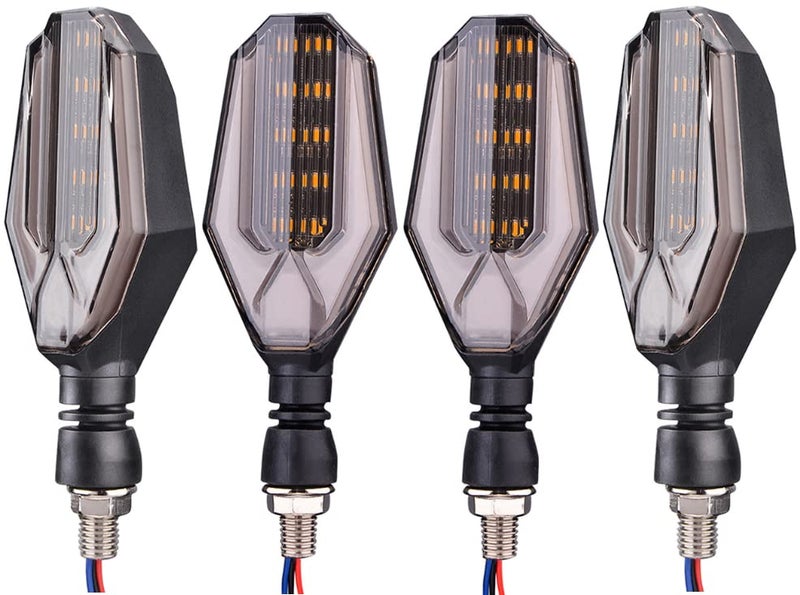 ELTRON TURBO DC Power U SHAPE Style Blinker Bright AMBER And BLUE LED Indicators Universal For All Bikes, Motorcycles Turn Signal Lights (Pack of 4) - Image 1
