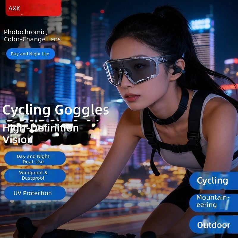 AXK Cycling Goggles - Color-Changing, Day/Night Use, Windproof for Biking, Hiking & Outdoor Activities - Image 1