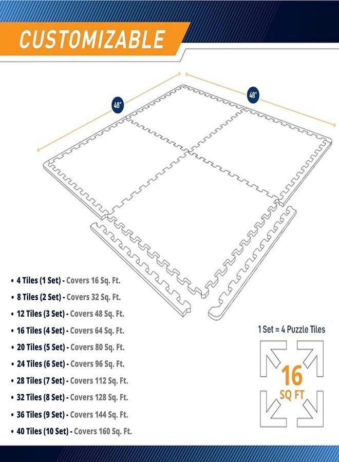 SIGNATRON 4Pcs - 16 SqFt, Puzzle Flooring | Kids Interlocking Play mat | Baby Play Mat | Play mats for Kids | Interlocking Floor mat | Gym mats for Floor |12 MM Thick (Orange - Black) - Image 2