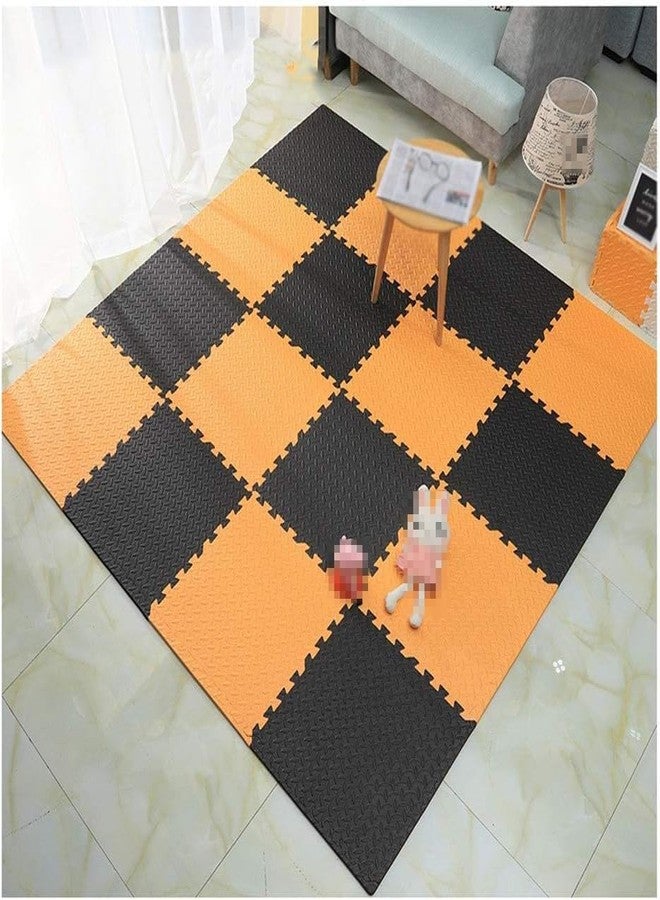 SIGNATRON 4Pcs - 16 SqFt, Puzzle Flooring | Kids Interlocking Play mat | Baby Play Mat | Play mats for Kids | Interlocking Floor mat | Gym mats for Floor |12 MM Thick (Orange - Black) - Image 1