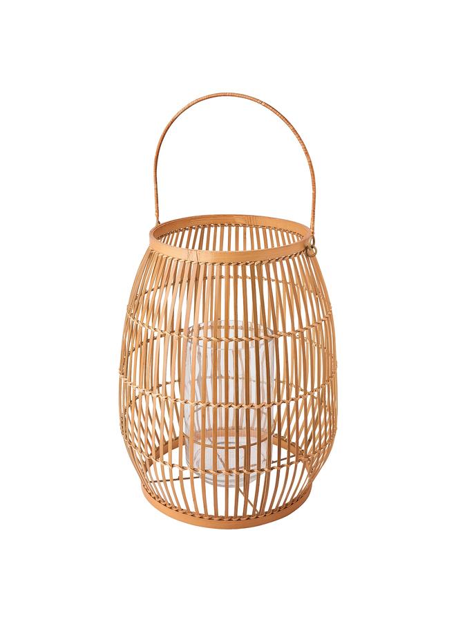Zaboon Lantern for block candle, handmade bamboo, 29 cm - Image 1