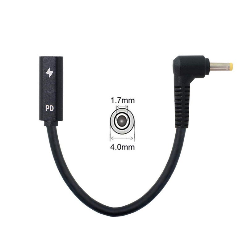 cablecc Type C USB-C Female Input to DC 4.0x1.7mm Power PD Charge Cable fit for Laptop 18-20V - Image 3