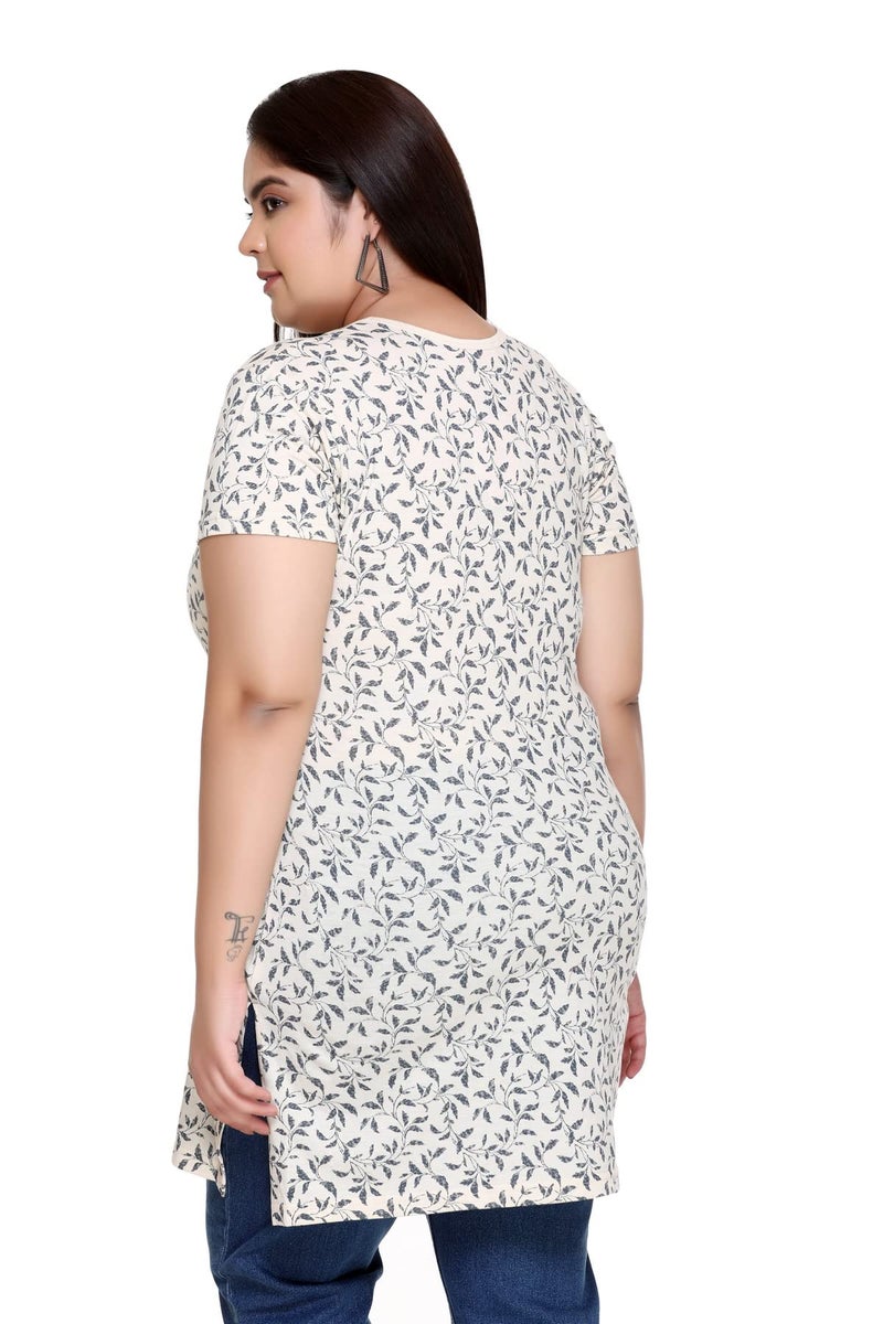 In Love Women's Plus Size Cotton Long-line All Over Printed T-Shirt with Pocket, PLSMTLP770G7_XXL - Image 3