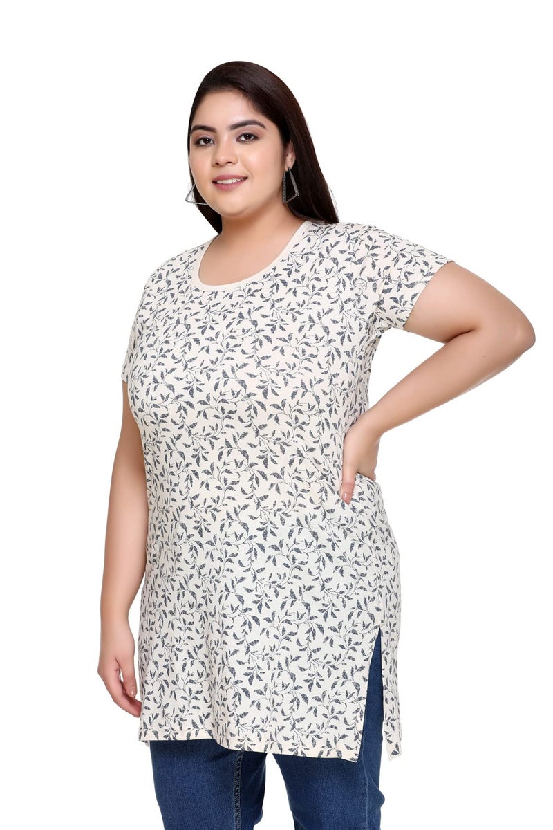 In Love Women's Plus Size Cotton Long-line All Over Printed T-Shirt with Pocket, PLSMTLP770G7_XXL - Image 5