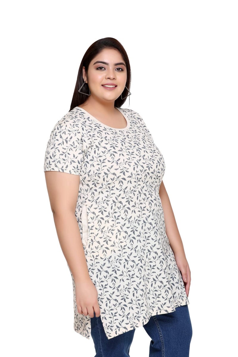 In Love Women's Plus Size Cotton Long-line All Over Printed T-Shirt with Pocket, PLSMTLP770G7_XXL - Image 4