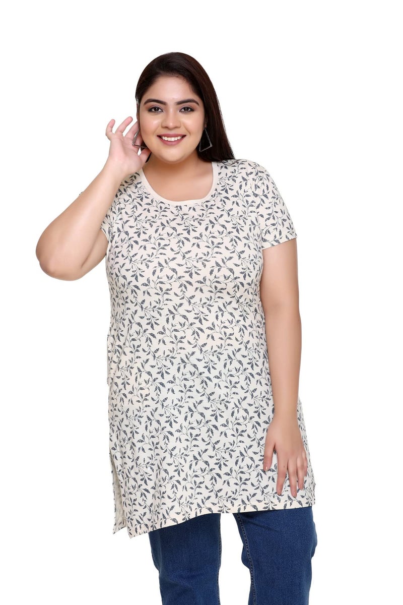 In Love Women's Plus Size Cotton Long-line All Over Printed T-Shirt with Pocket, PLSMTLP770G7_XXL - Image 1