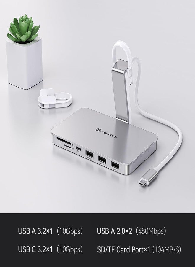 minisopuru ملحقات Minisopuru لأجهزة iMac 2021/2023، موزع USB 6 في 1 لأجهزة iMac، موزع iMac لـ M1/M3 مع USB A/C بسرعة 10 جيجابت في الثانية، SD/TF، موزع USB C لأجهزة iMac 24 بوصة 2023 وشاشة Studio Display 27 بوصة، فضي. - Image 2