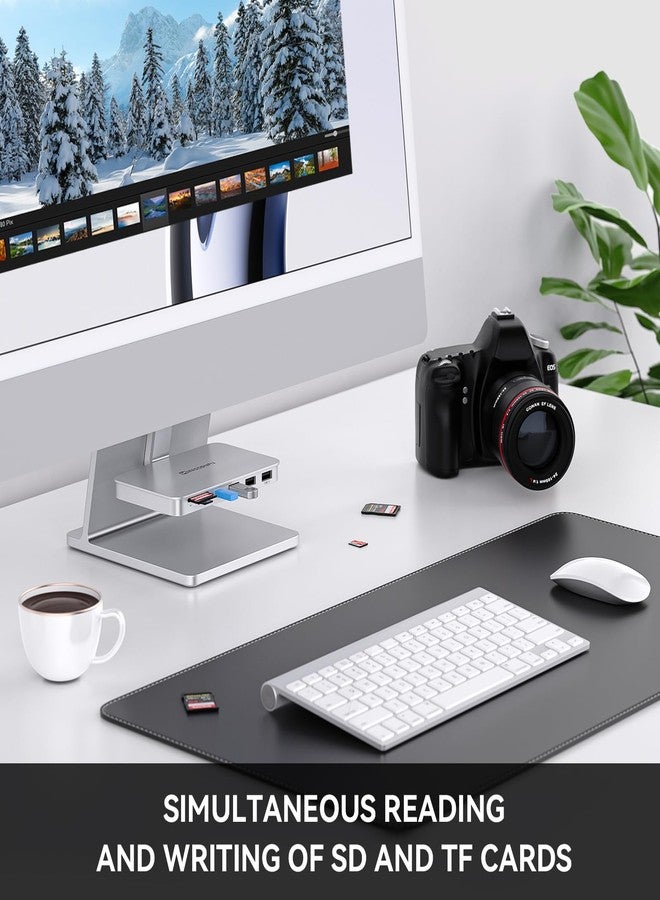 minisopuru ملحقات Minisopuru لأجهزة iMac 2021/2023، موزع USB 6 في 1 لأجهزة iMac، موزع iMac لـ M1/M3 مع USB A/C بسرعة 10 جيجابت في الثانية، SD/TF، موزع USB C لأجهزة iMac 24 بوصة 2023 وشاشة Studio Display 27 بوصة، فضي. - Image 4