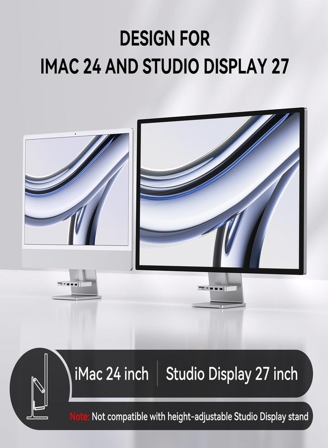 minisopuru ملحقات Minisopuru لأجهزة iMac 2021/2023، موزع USB 6 في 1 لأجهزة iMac، موزع iMac لـ M1/M3 مع USB A/C بسرعة 10 جيجابت في الثانية، SD/TF، موزع USB C لأجهزة iMac 24 بوصة 2023 وشاشة Studio Display 27 بوصة، فضي. - Image 5