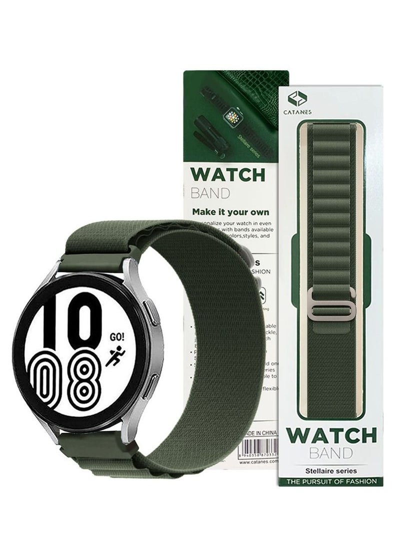 CATANES - Alpine Loop Band 20mm Nylon Woven Sport Watch Strap Compatible with Galaxy Watch5 Pro/Galaxy Watch5/Galaxy Watch4/Galaxy Watch4 Classic/Galaxy Watch3/ Galaxy Watch Active 2/Galaxy Watch Active Green - Image 1