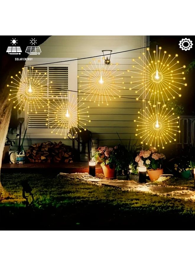 6 قطع أضواء فيري LED تعمل بالطاقة الشمسية مع مستشعر حركة و8 أوضاع باللون الأبيض الدافئ للاستخدام في الهواء الطلق - Image 2