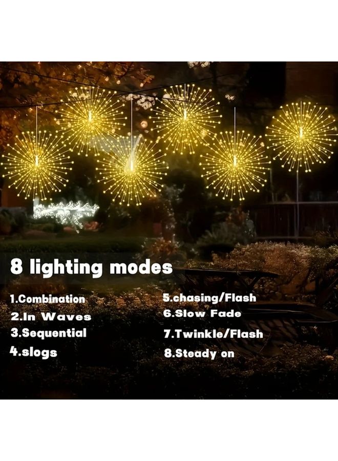 6 قطع أضواء فيري LED تعمل بالطاقة الشمسية مع مستشعر حركة و8 أوضاع باللون الأبيض الدافئ للاستخدام في الهواء الطلق - Image 4