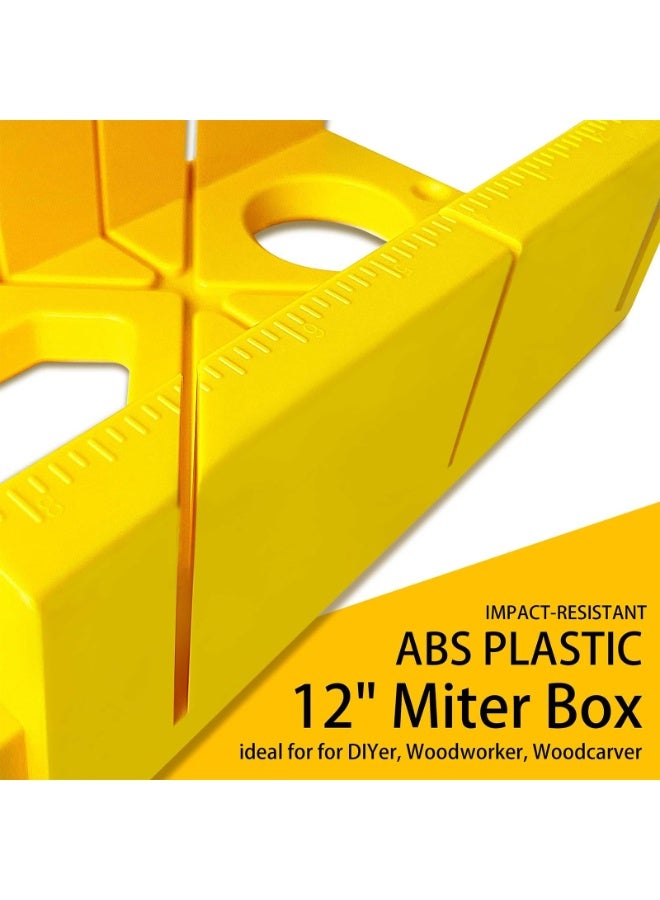 Mitre Box, 12 Inch Heavy Duty Mitre Box Cuts For Accurate Cutting, Impact Resistant ABS Plastic Miter Box for DIYer, Woodworker, Woodcarver, Carpenter, Yellow  - Image 5