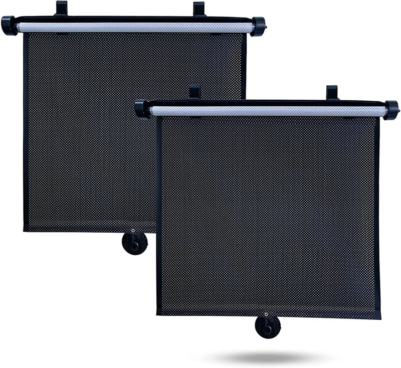 KASTWAVE Car Side Window Sun Shade 2 Pack  Retractable Car Roller Sunshade for Kids Pets  Baby Car Window Shades for UV and Sun Glare Protection  Car Window Blinds for Privacy Blackout 15x17