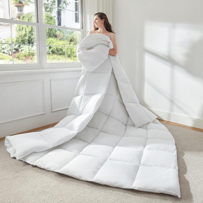 STWIENER Oversized King Comforter 120x98, Extra Large Super King Comforter, Lightweight Soft Quilted Down-Alternative Duvet Insert, Fluffy Breathable Microfiber with 8 Corner Tabs, All Season Bedding White - Image 3
