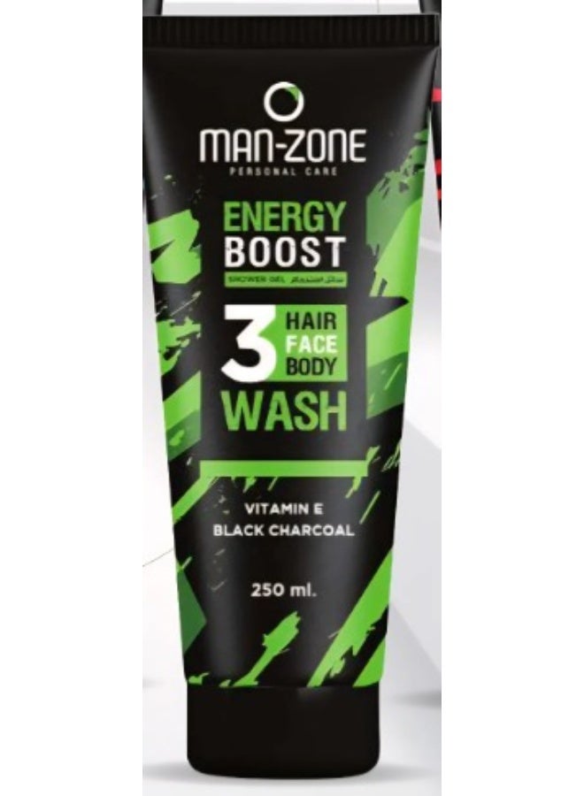 MAN ZONE ENERGY BOOST 3*1 SHOWER GEL 250ML