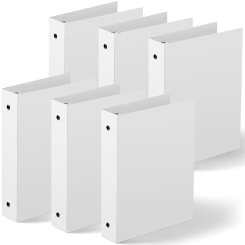 Henoyso 6 Pcs Plastic 15 Inch Mini 3 Ring Binders Fits 55 x 85 Paper HoldsCapacity 280 Sheets Flexible Three Round Rings Small White A5 Binders Bulk for School Office Use Photo Album Pages - Image 1