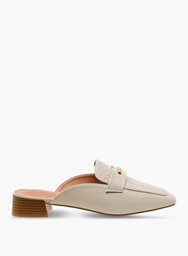 Celeste Women's Monogram Embossed Slip-On Mules with Block Heels