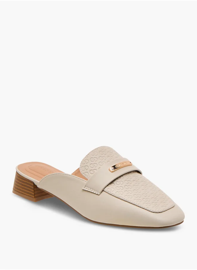 سيليست Women's Monogram Embossed Slip-On Mules with Block Heels