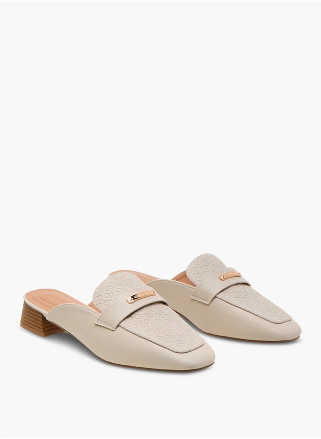 سيليست Women's Monogram Embossed Slip-On Mules with Block Heels