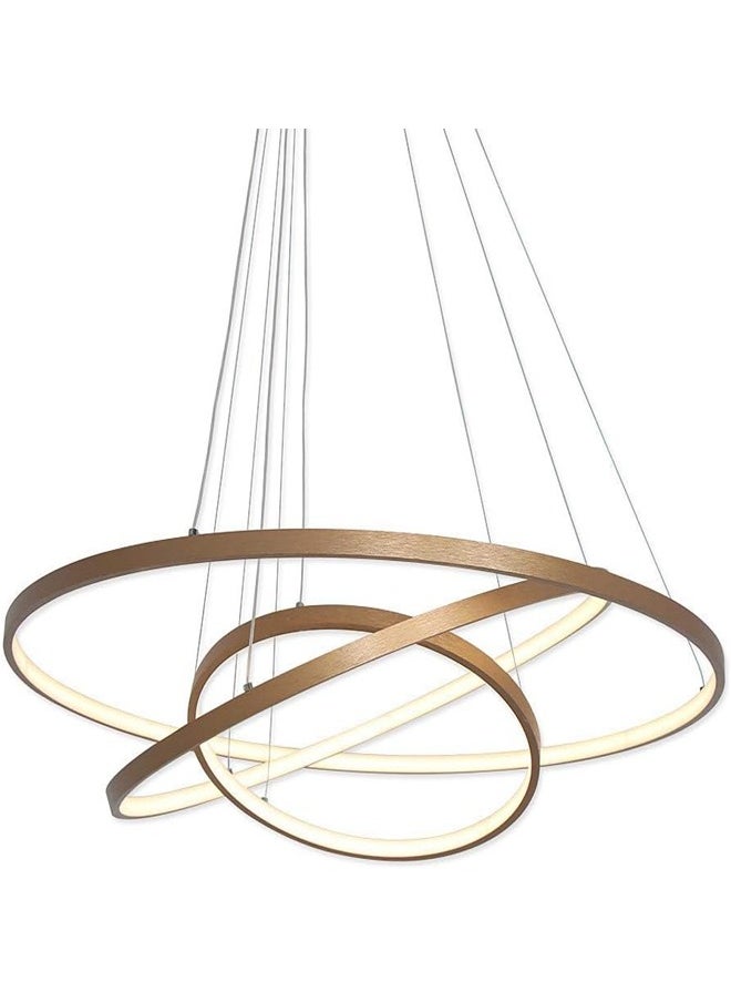 ATM 3-Ring Chandelier LED Circle Pendant Light Modern Acrylic Adjustable Hanging Lamp Living Room Restaurant Lobby Hotel Ceiling Light,Gold+WarmLight-80+60+40cm  - Image 1