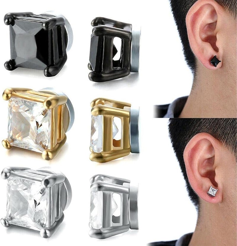 woobles 1Pc Stainless Steel Magnetic Stud Earring for Men Women Magnet Non Pierced Clip On Earrings Body Jewelry G - Image 3