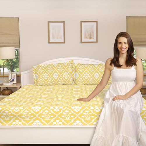 haus & kinder Bedsheet,100% Cotton Double Bed Bed Sheet, 186 TC Pure Cotton Bedsheet for Queen Size Bed, Cotton Double Bedsheets with 2 Pillow Covers, Tree of Life - Image 4