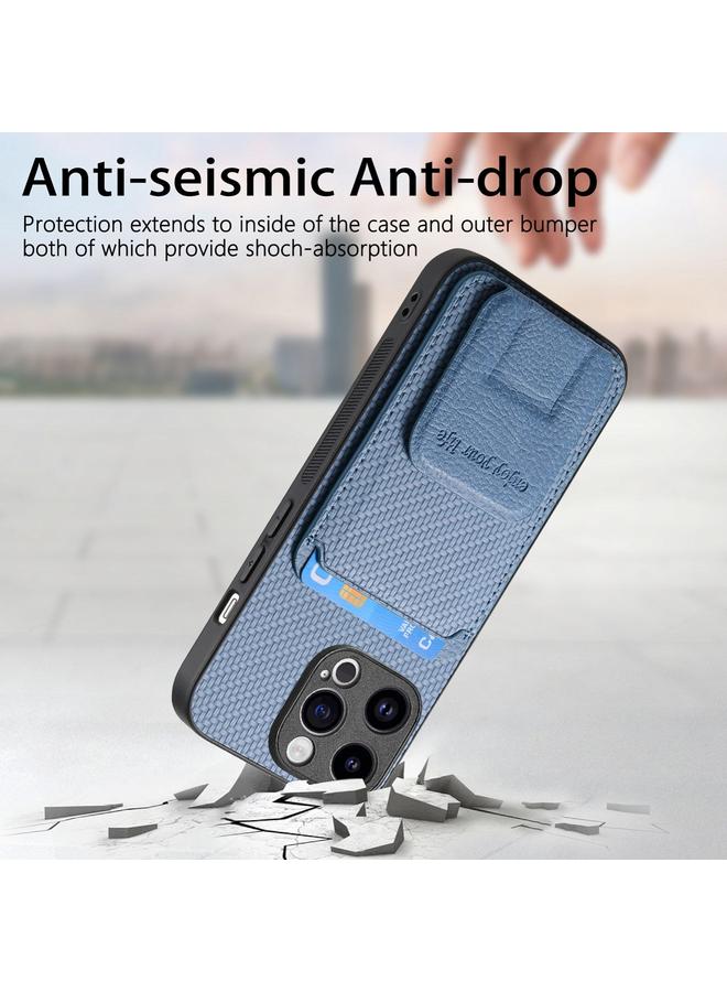 Zaboon Case For iPhone 12 Pro Carbon Fiber Card Bag Fold Stand Phone Case - Image 3