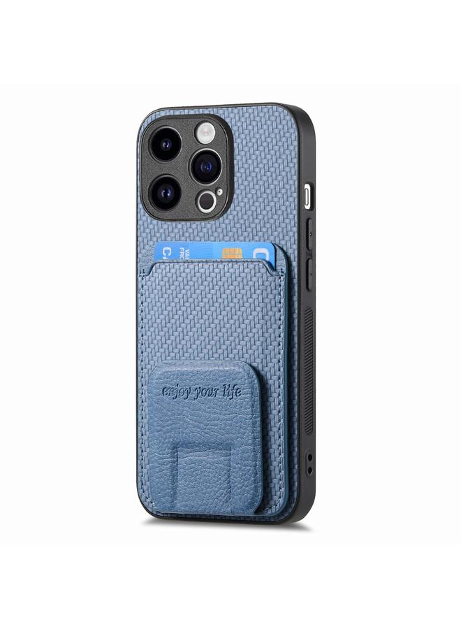 Zaboon Case For iPhone 12 Pro Carbon Fiber Card Bag Fold Stand Phone Case - Image 2