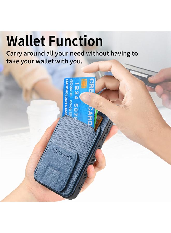 Zaboon Case For iPhone 12 Pro Carbon Fiber Card Bag Fold Stand Phone Case - Image 4