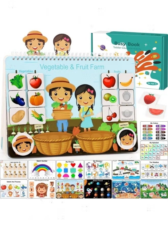 Busy Book for Kids, Sensory Educational Toys, Toddler Preschool Learning Activity Binder, Develops Fine Motor Skills for Boys & Girls - Image 1