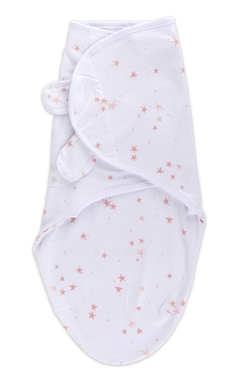 Ely's & Co. Adjustable Swaddle Blanket Infant Baby Wrap 2 Pack (Mauve Pink Stars & Solid Dusty Rose 0-3 Months) - Image 3