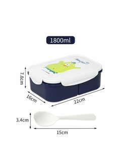 Monster Lunch box 3 compartments with spoon 1800ML dark blue  - Image 1