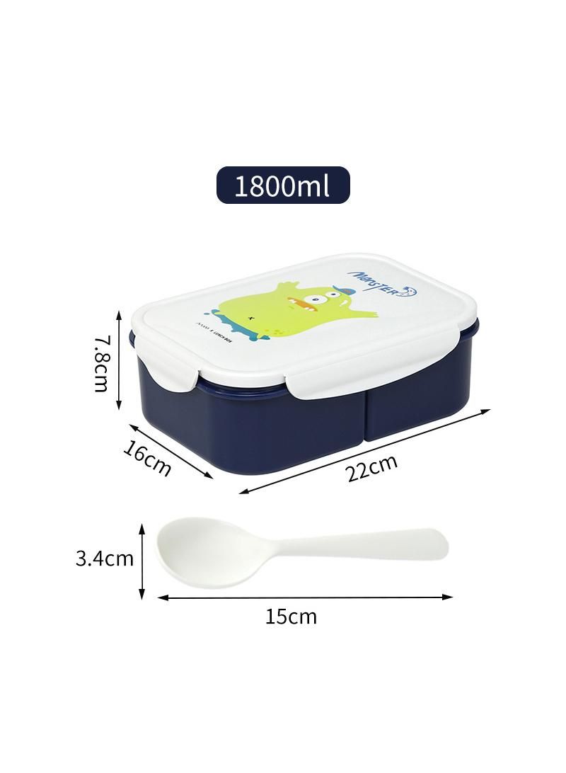 Monster Lunch box 3 compartments with spoon 1800ML dark blue - Image 1