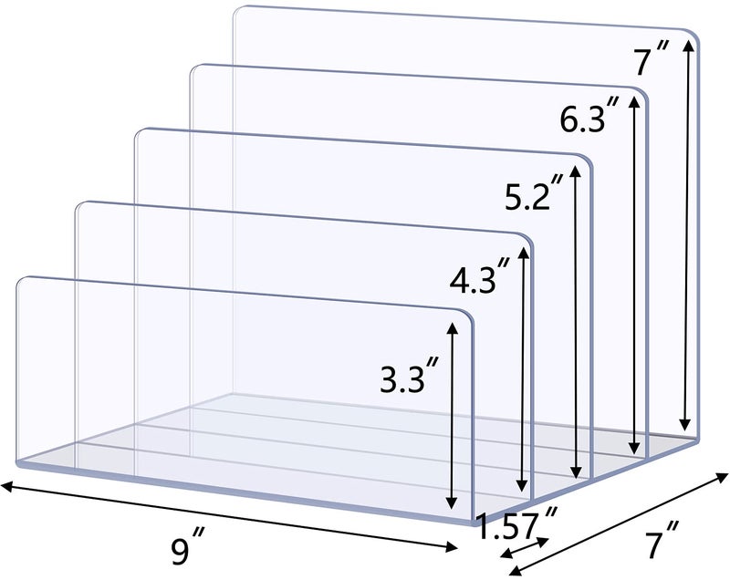 Sooyee File Organizer for Desk, Mail Organizer Countertop,4-Section File Holder for Home Office,Book Organizer,Acrylic Desk Organizer for Letter, Document, Notebook, Binder, Purse, Palette,Clear - Image 5