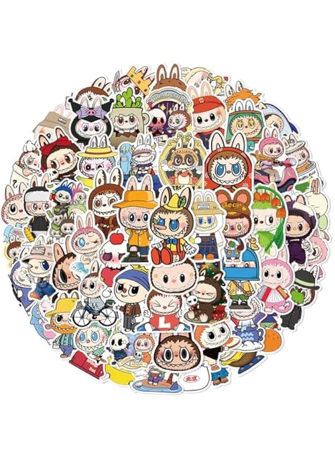 Arabest 120 pcs Cartoon Stickers for Labubu, Cool Stickers for Labubu Waterproof Vinyl Decal for Teen Water Bottler Sticker Adult Girl Laptop Skateboard Phone Guitar Travel Case Bike - Image 1