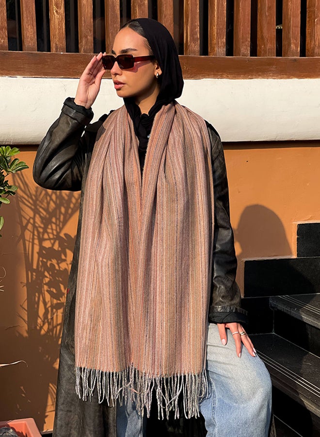 Tie Shop Tie Shop - Elegant Shawl - Brown - Orange - Beige For Women